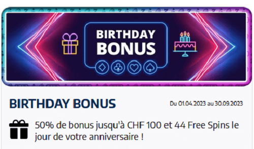 Swiss4win casino birthday bonus